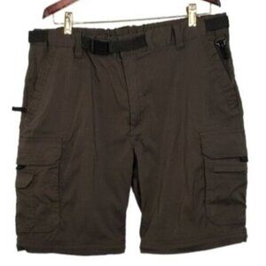 BC Clothing Cargo Shorts Belted Green Khaki Size Medium Hiking Outdoor C…